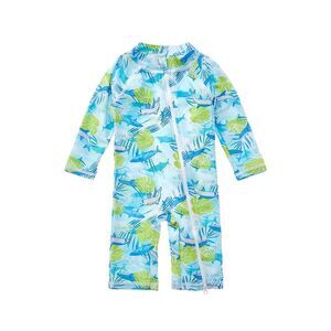 Flap Happy Girls  Undersea Paradise Rash Guard Romper, Blue